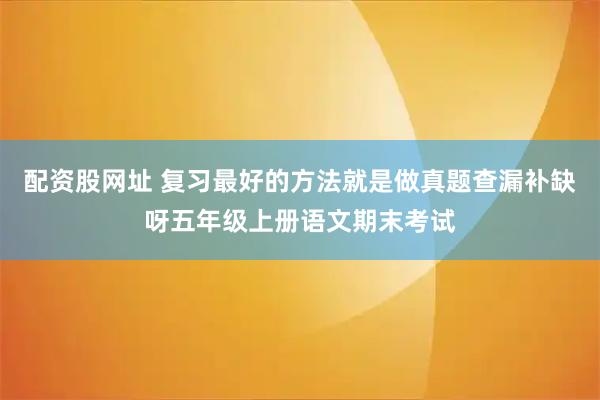 配资股网址 复习最好的方法就是做真题查漏补缺呀五年级上册语文期末考试